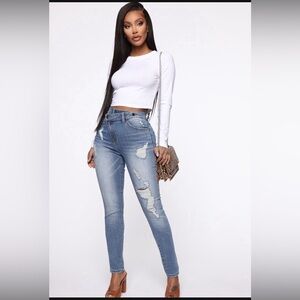 Fashion Nova Crossover Mid Rise Skinny Jeans